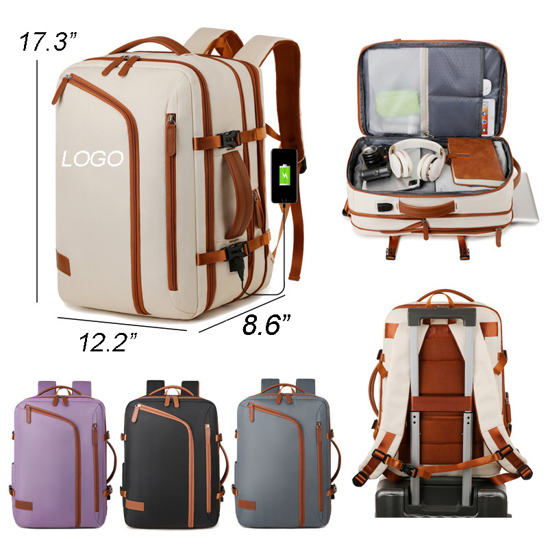 Expandable USB Business Backpack-17.3"x12.2"x 8.6"