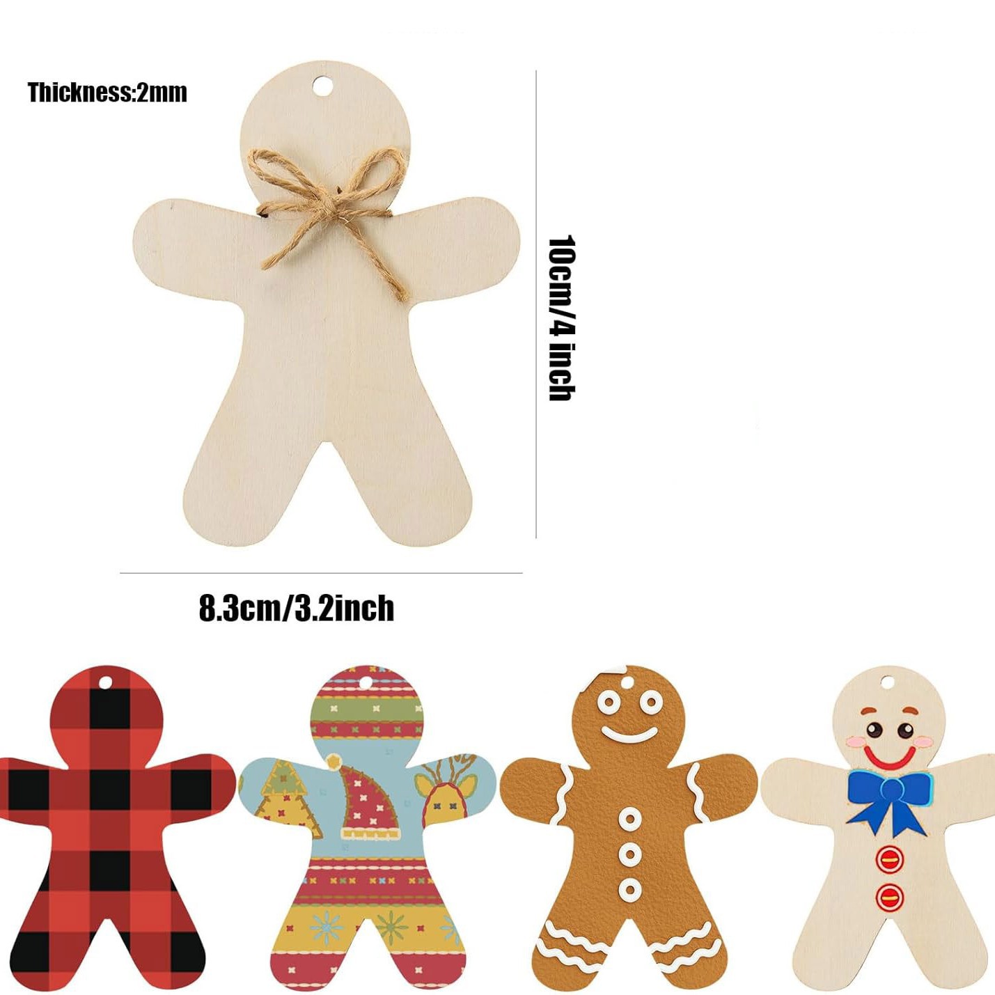 Wooden Blank Gingerbread Ornament