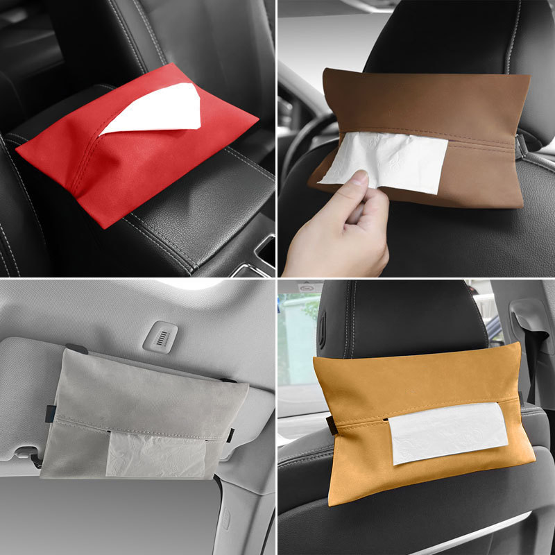 Faux Suede Car-mounted Tissue Holder