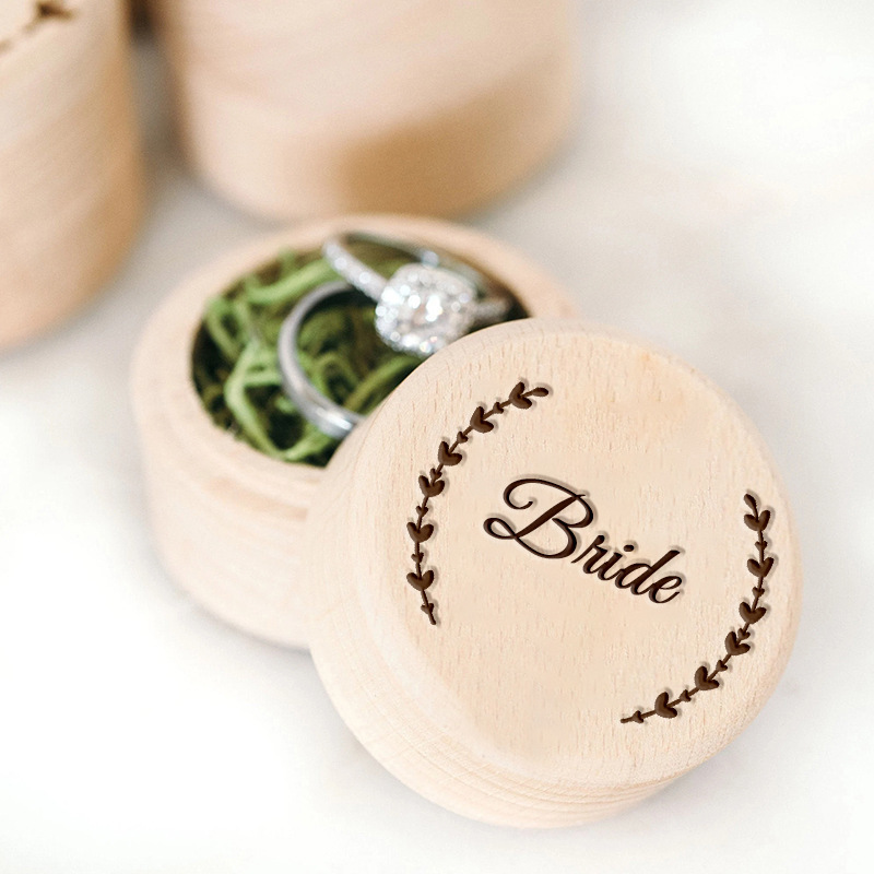 Wedding Beech Wood Ring Case