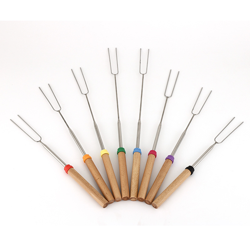 Stainless Steel Telescoping BBQ Fork with Wooden Handle