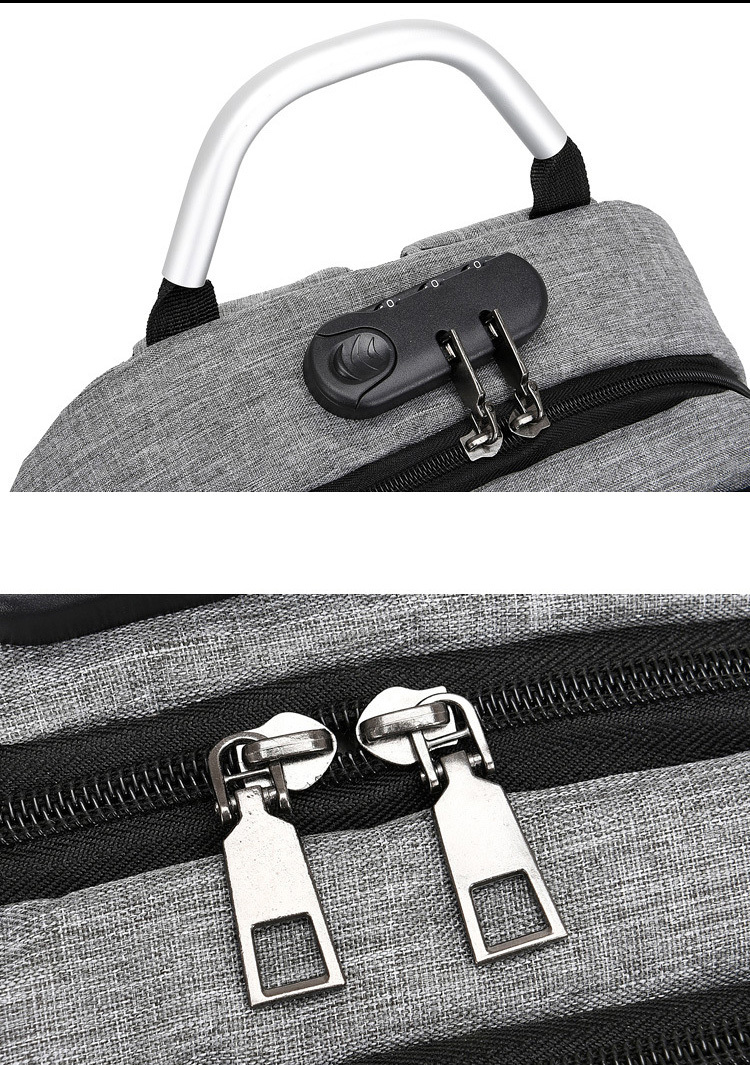 USB Charging Business Backpack with Combination Lock-16.9"x11.4"x 6.2"