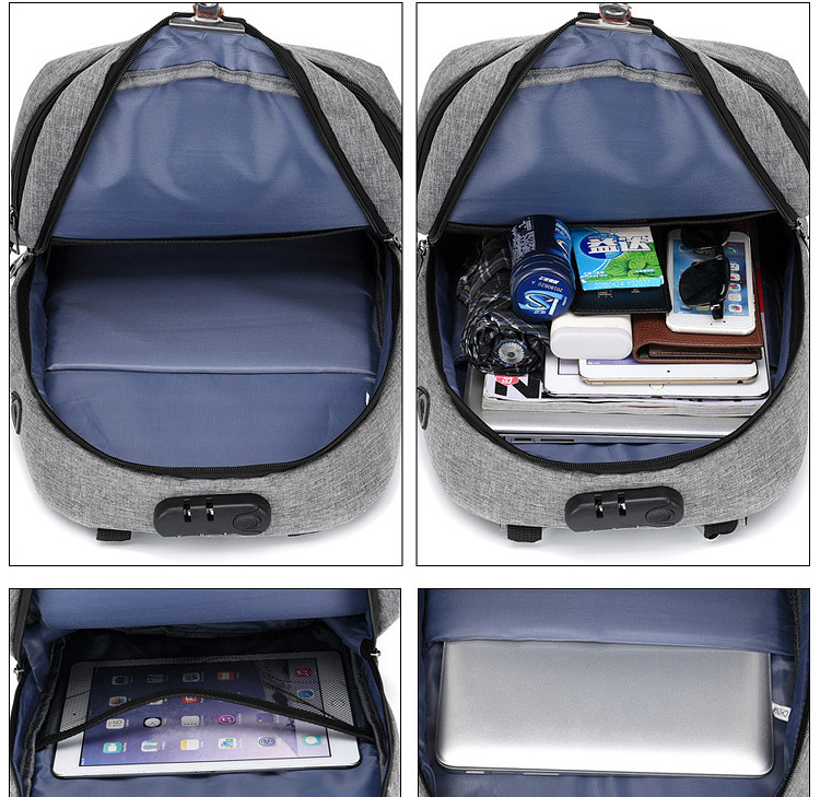 USB Charging Business Backpack with Combination Lock-16.9"x11.4"x 6.2"