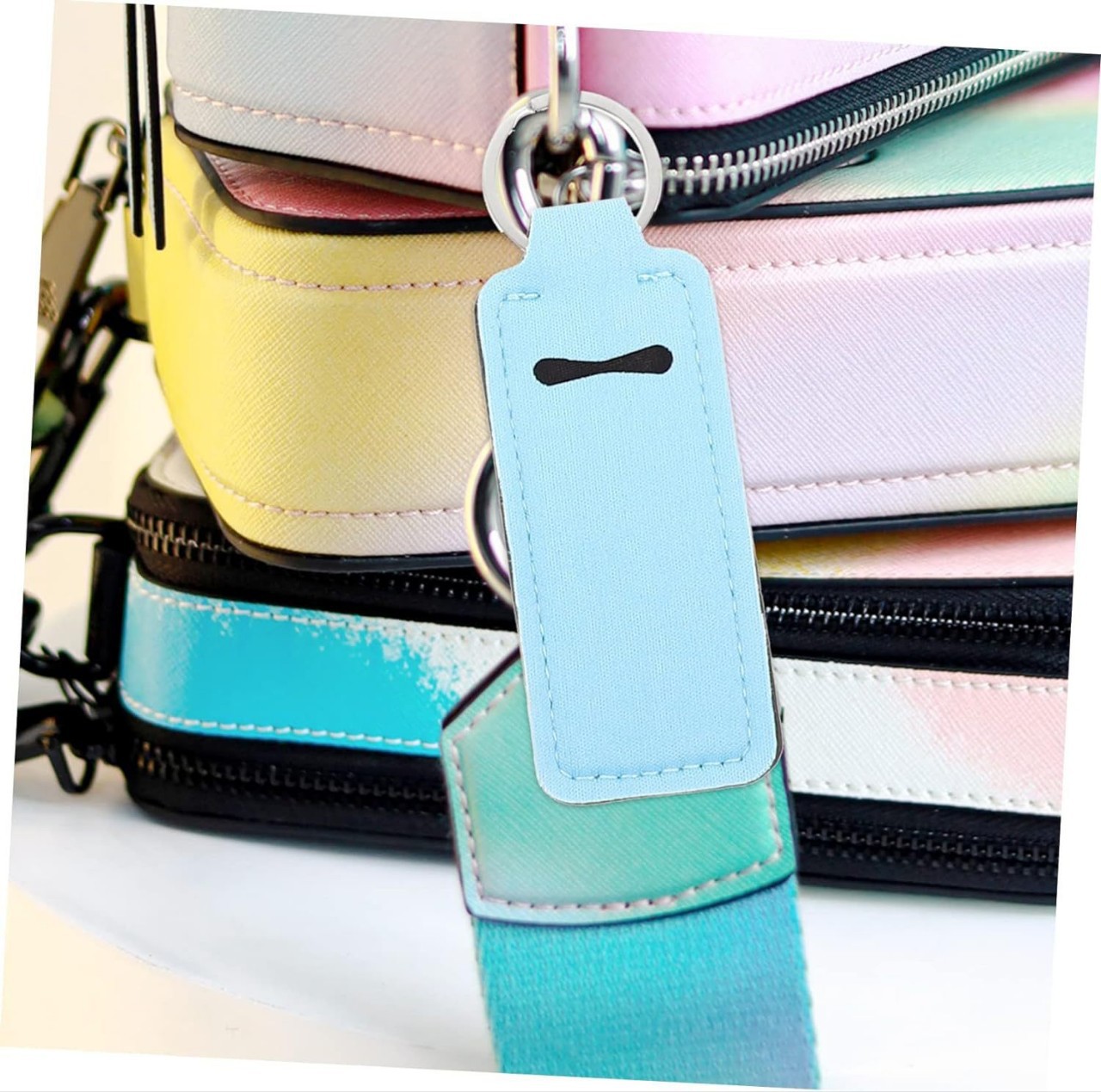 Neoprene Square Lipstick Keychain Pouch