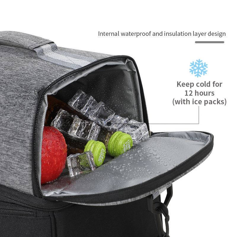 Insulated Dual-Compartment Lunch Bag-11"x 9.8"x 7"