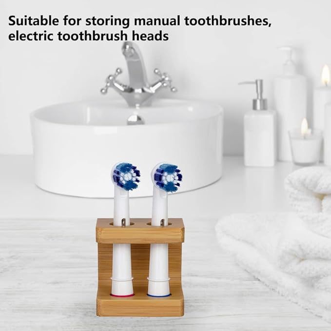 Two-hole Bamboo Toothbrush Holder