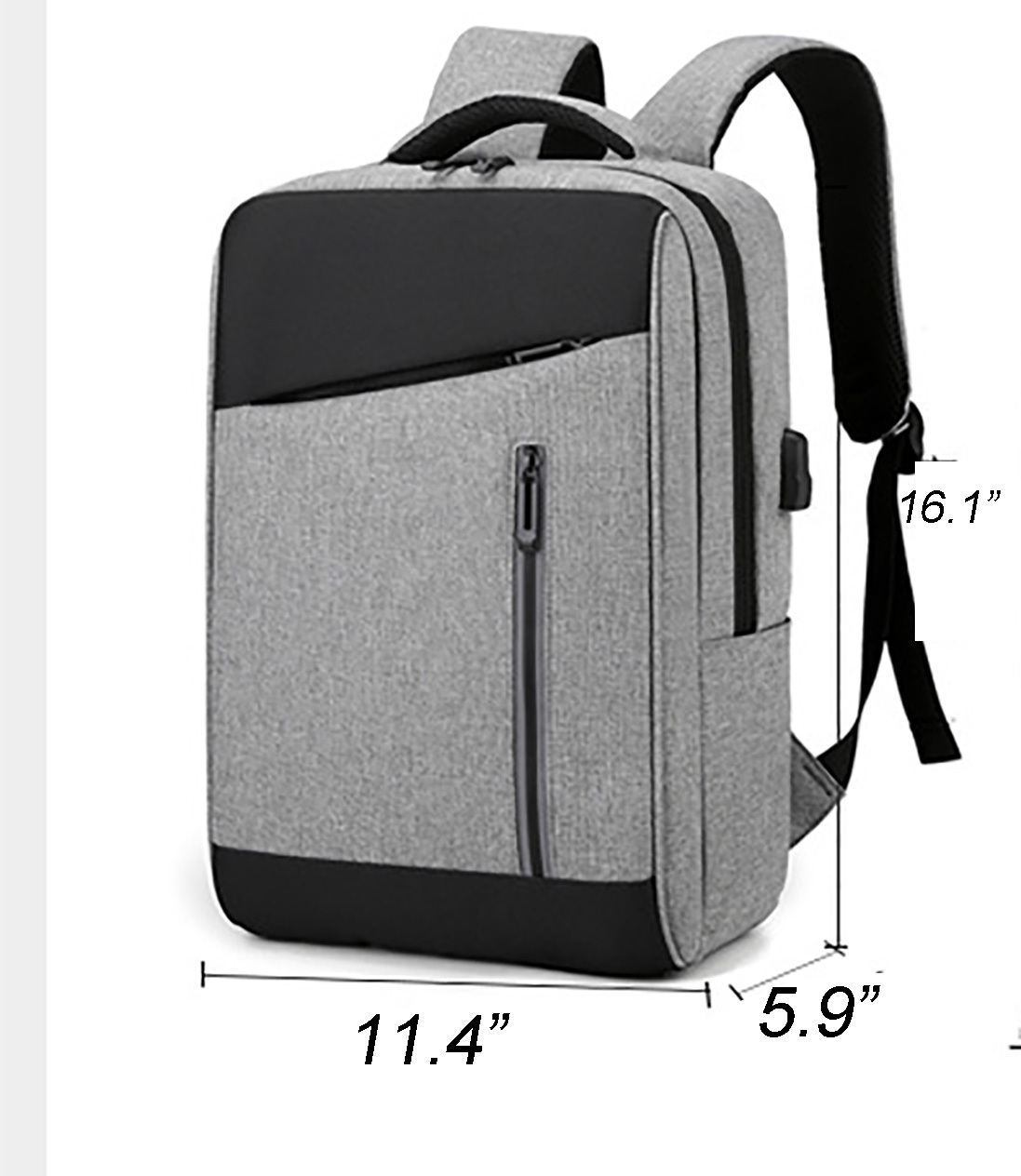 Nylon Backpack with USB Charging-16.1"x11.4"x 5.9"