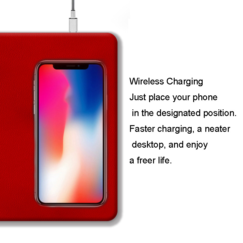 PU Leather Wireless Charging Mouse Pad