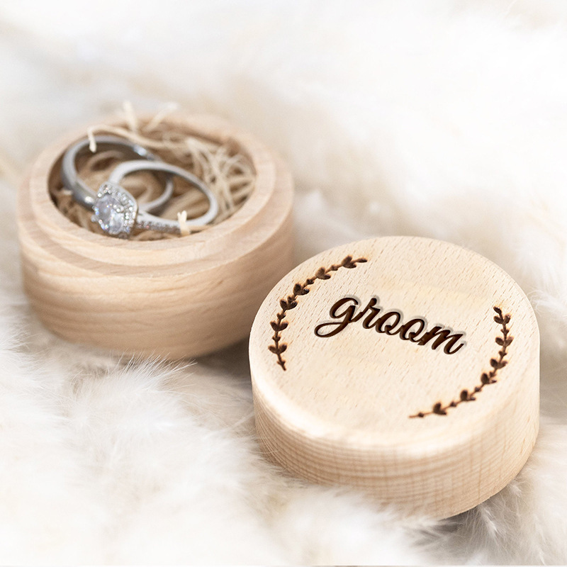 Wedding Beech Wood Ring Case