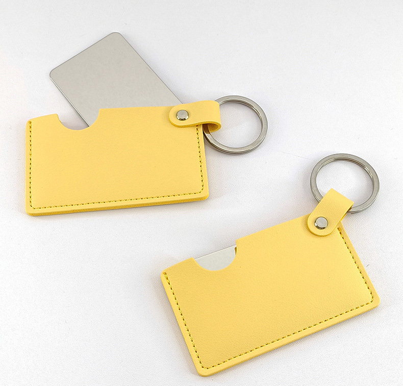 PU Leather Keychain Pocket Mirror