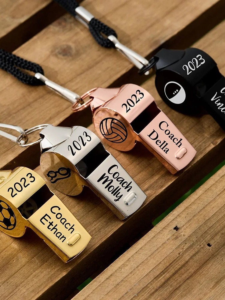 Stainless Steel Referee Survival Whistle with Lanyard