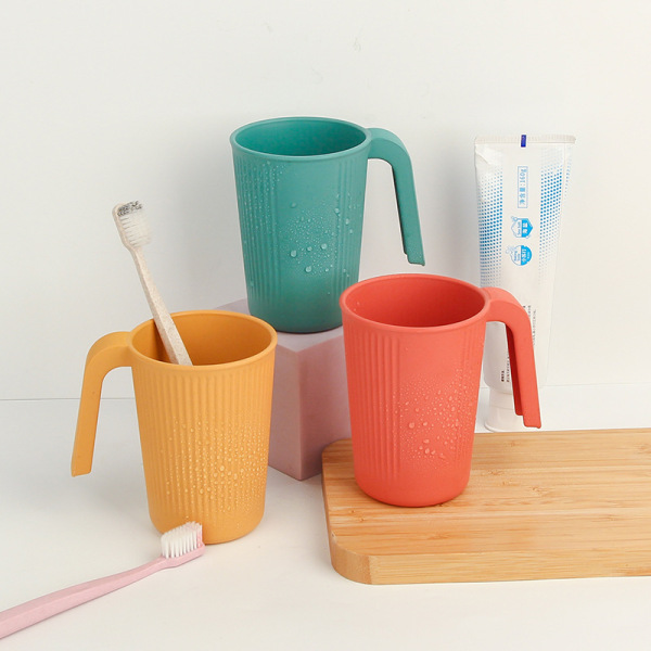 Wheat Straw Ribbed Handle Toothbrush Cup