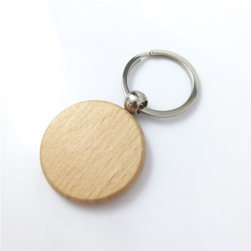 Beech Wood Laser Engraved DIY Keychain
