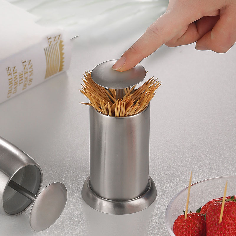 Stainless Steel Press-Type Toothpick Holder