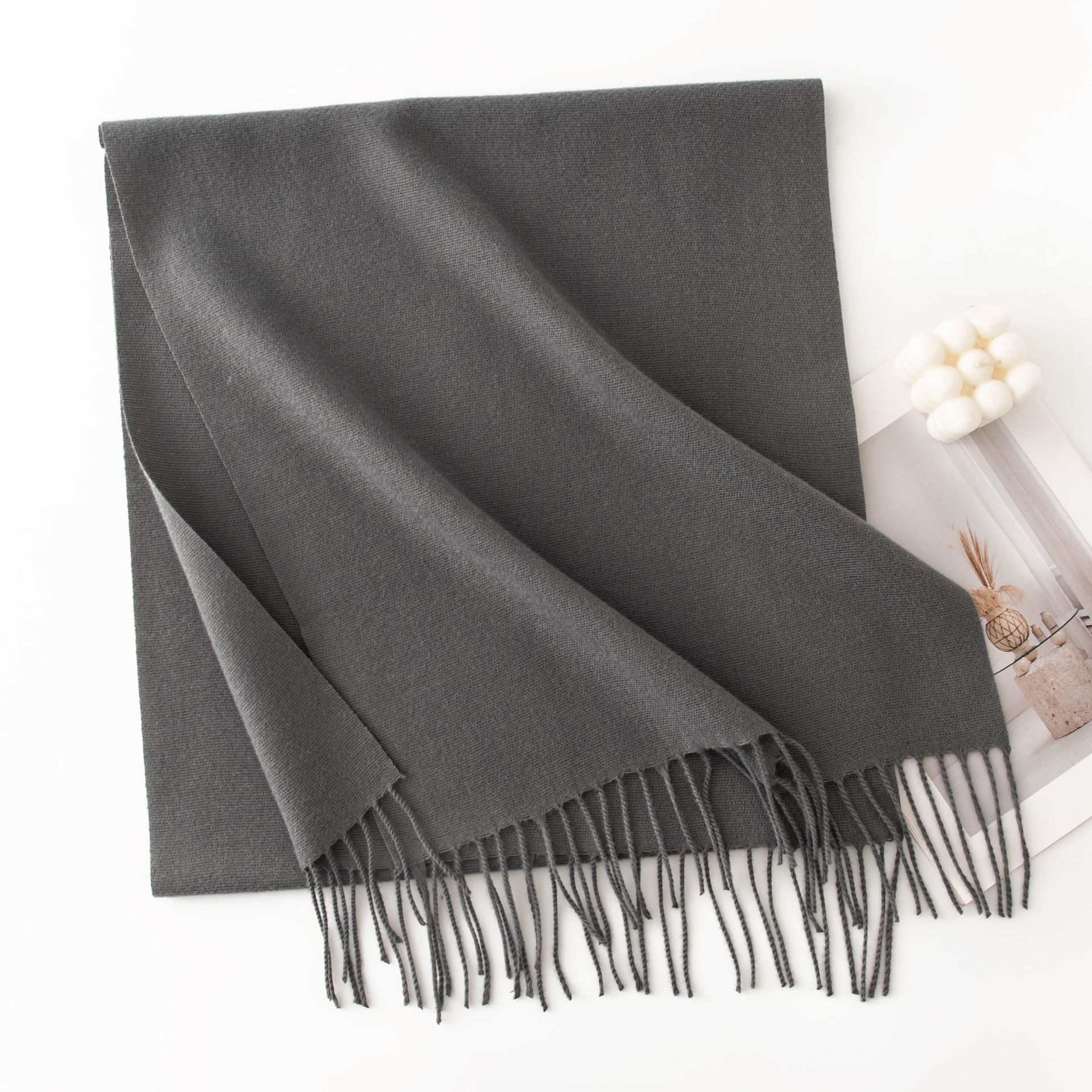 Warm Winter Fleece Scarf W/ Tassel