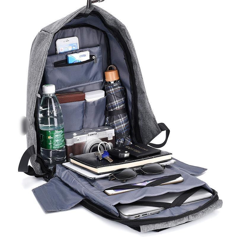 Oxford Backpack with USB & Reflective Strip-17.7"x11.8"x 5.5"