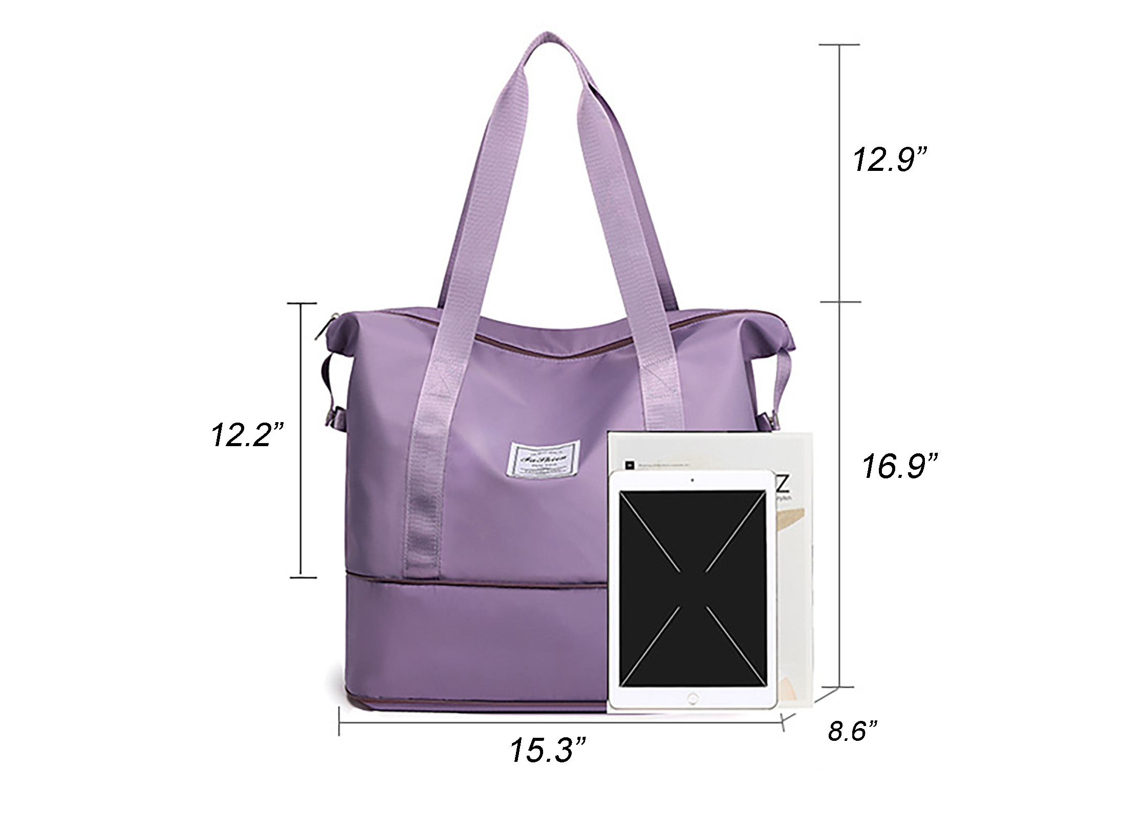 Expandable Travel Duffle with Wet Dry Compartment-16.9"x15.3"x 8.6"