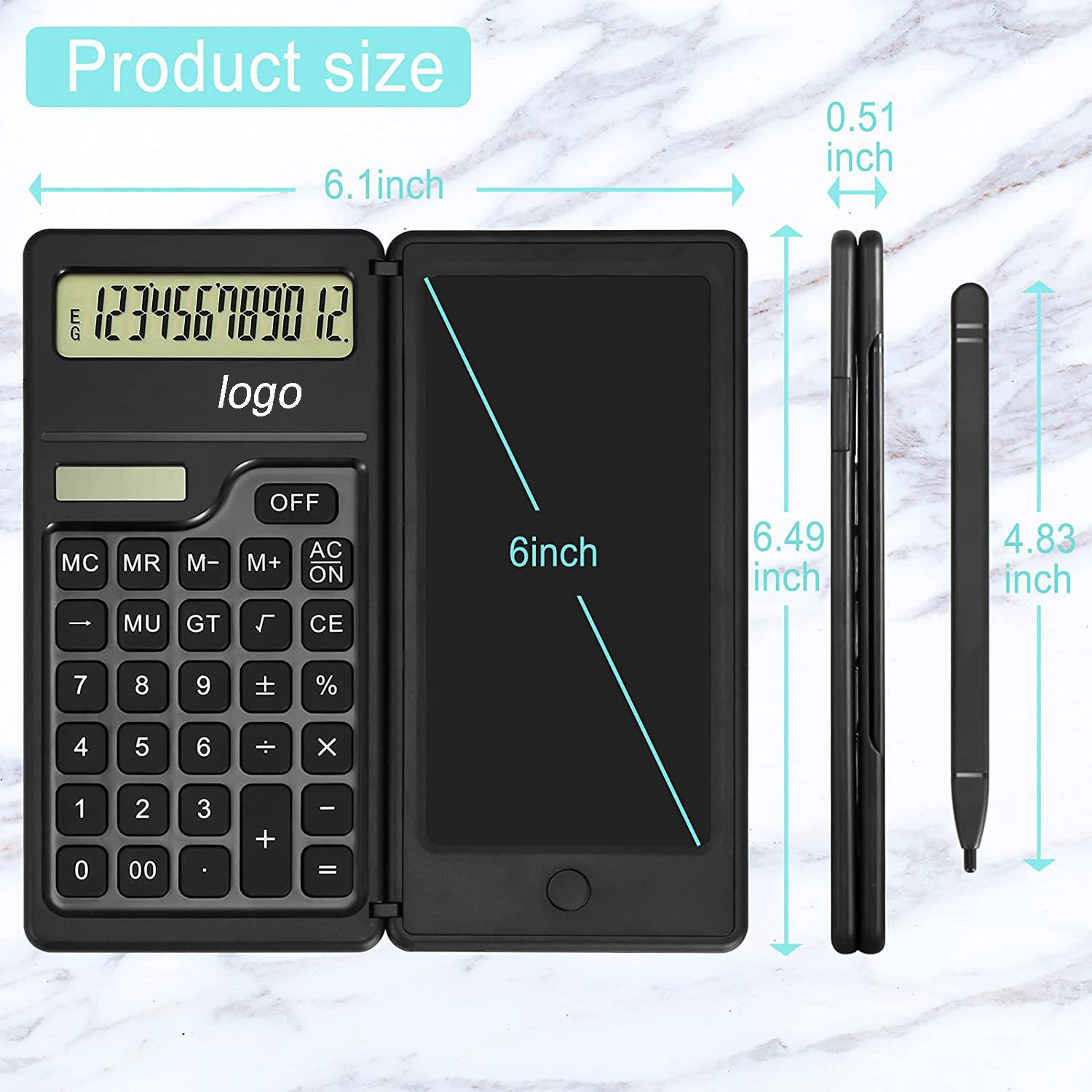 Solar Scientific Calculator with Writing Pad-6.4"x6.1"x 0.5"