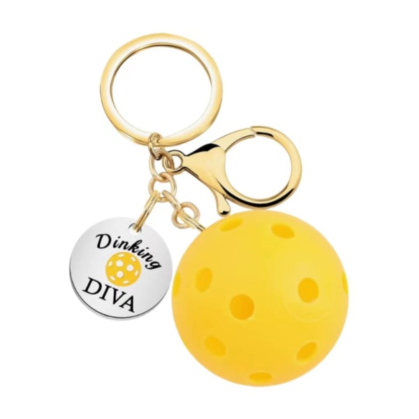 Stainless Steel Pickleball Keychain
