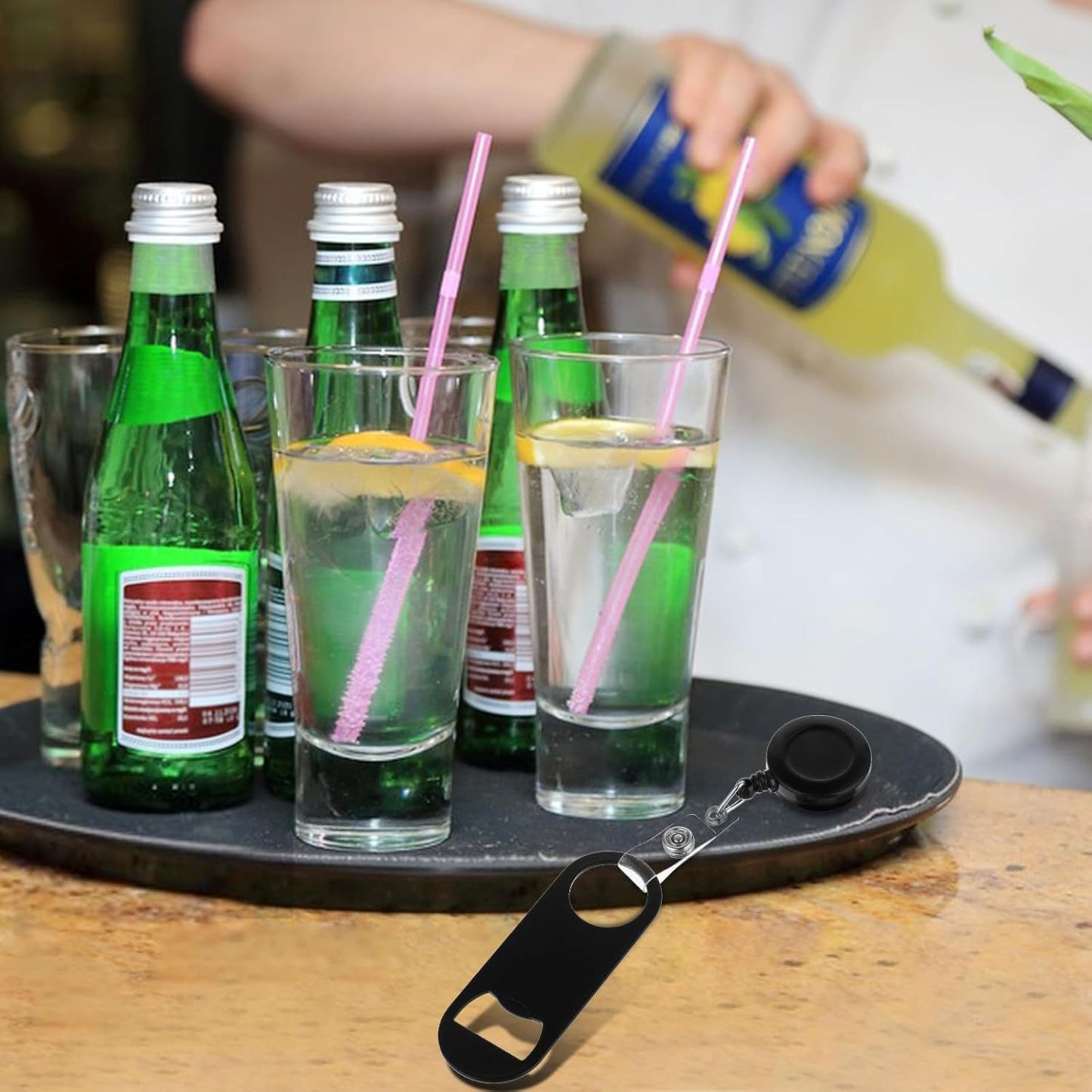 Retractable ABS Bottle Opener Keychain