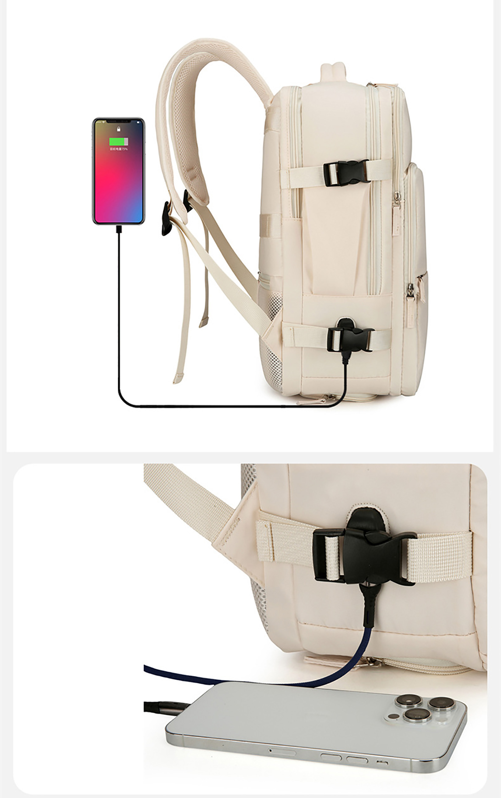 USB Charging Travel Backpack-16.5"x11"x 7.4"