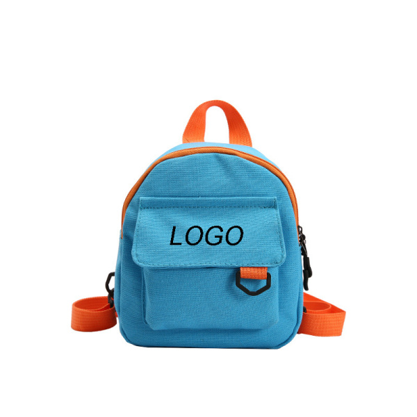 Two-Tone Mini Canvas Backpack-8.6"x3.5"x 5.5"