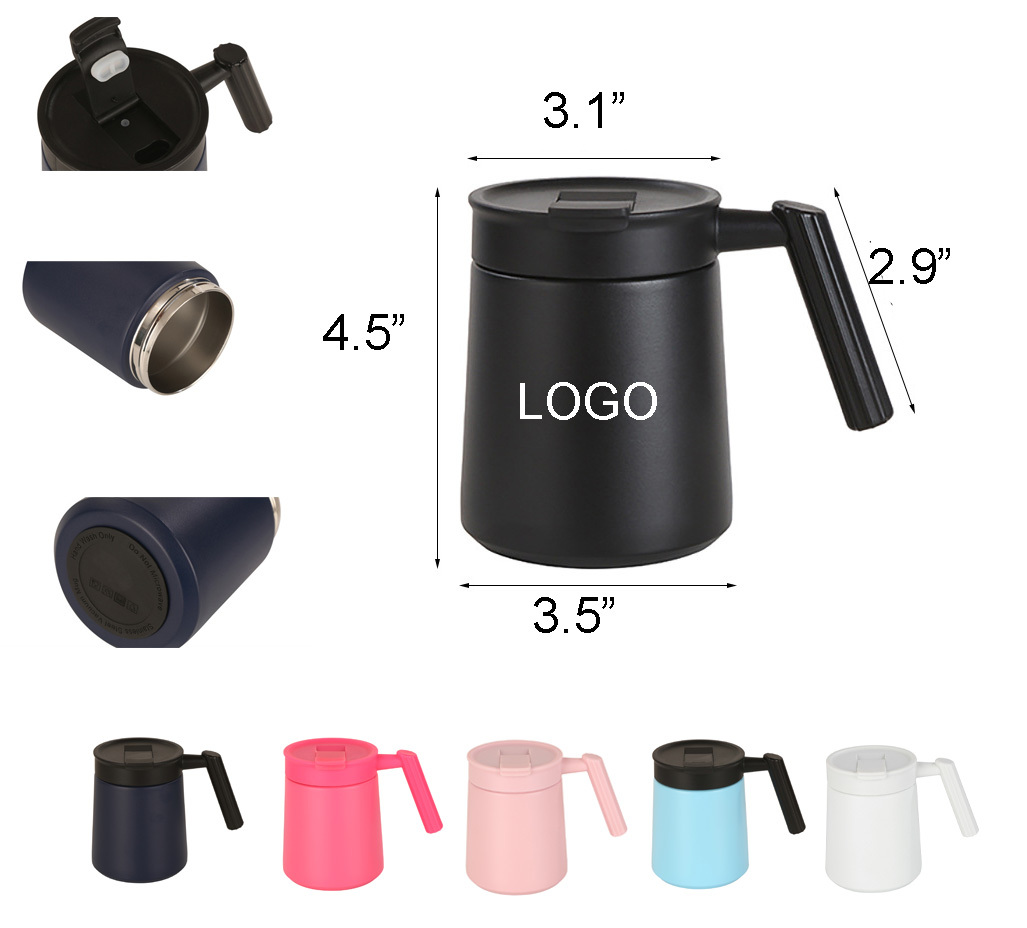 Stainless Steel Coffee Mug with Handle & Lid-17OZ