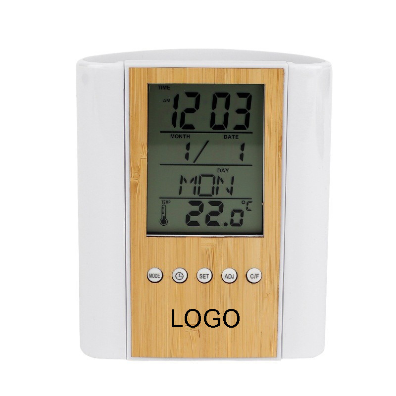 Bamboo Shell Multi-Function Pen Holder Clock