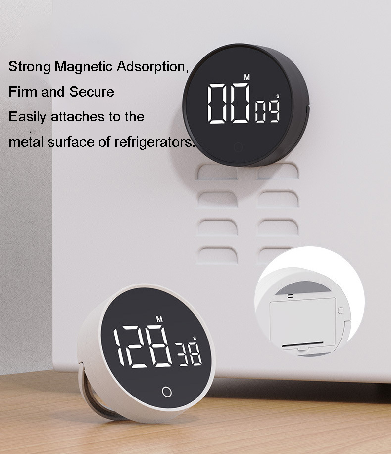 Rotatable Magnetic Round Kitchen Timer w/Stand
