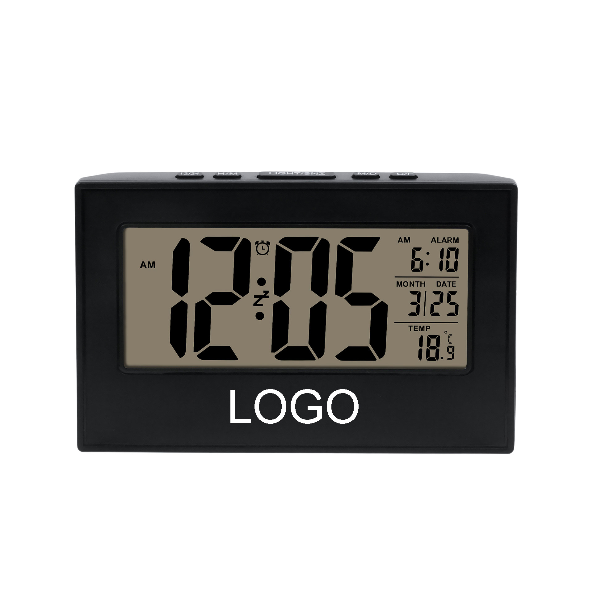 Rectangular LCD Digital Clock with Backlight