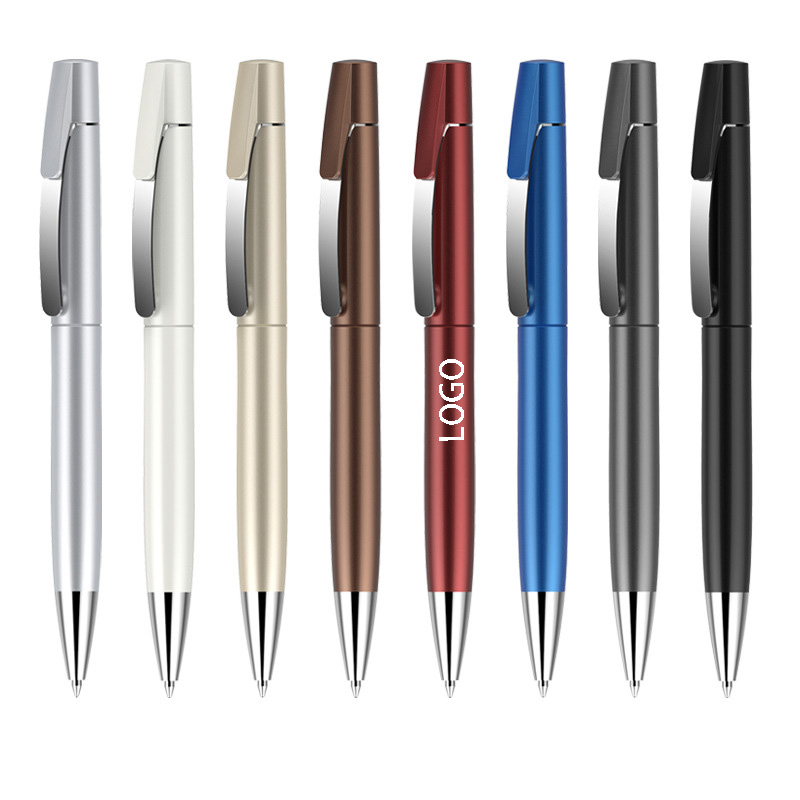 Retractable Plastic Ballpoint Pen with Metal Clip