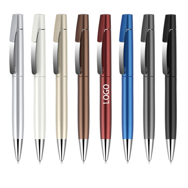 Retractable Plastic Ballpoint Pen with Metal Clip