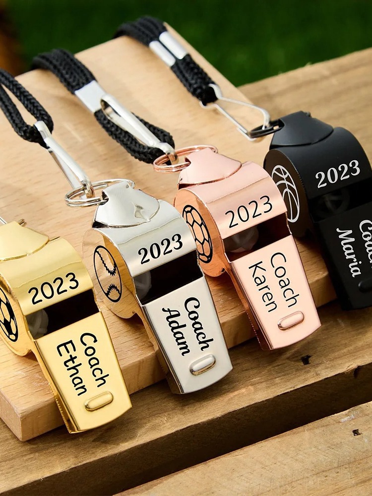 Stainless Steel Referee Survival Whistle with Lanyard