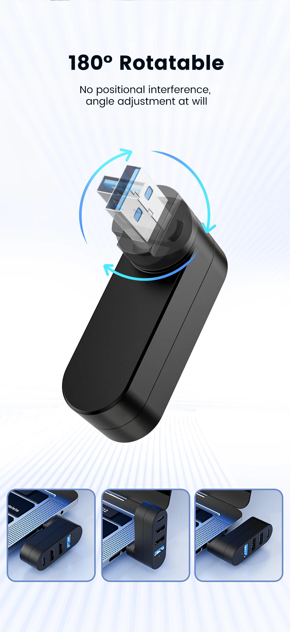 Rotatable Type-C USB 3.0 Hub