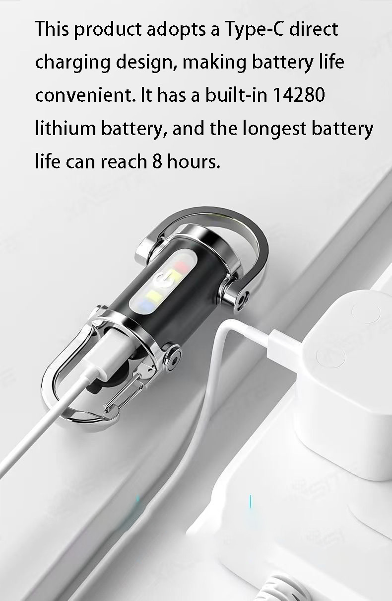 Rechargeable LED Keychain Light with Hook