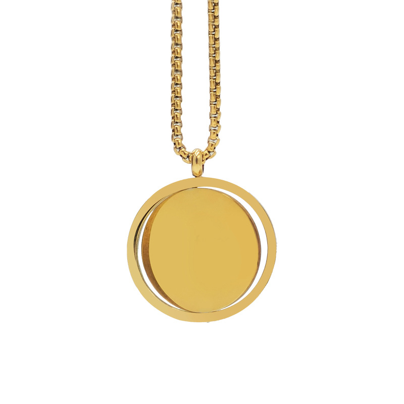 Titanium Steel Rotatable Disc Necklace