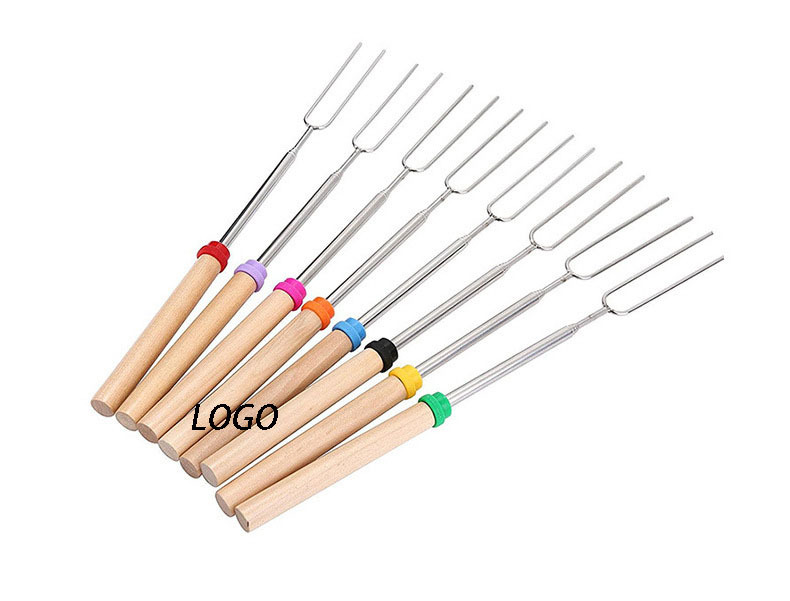 Stainless Steel Telescoping BBQ Fork with Wooden Handle