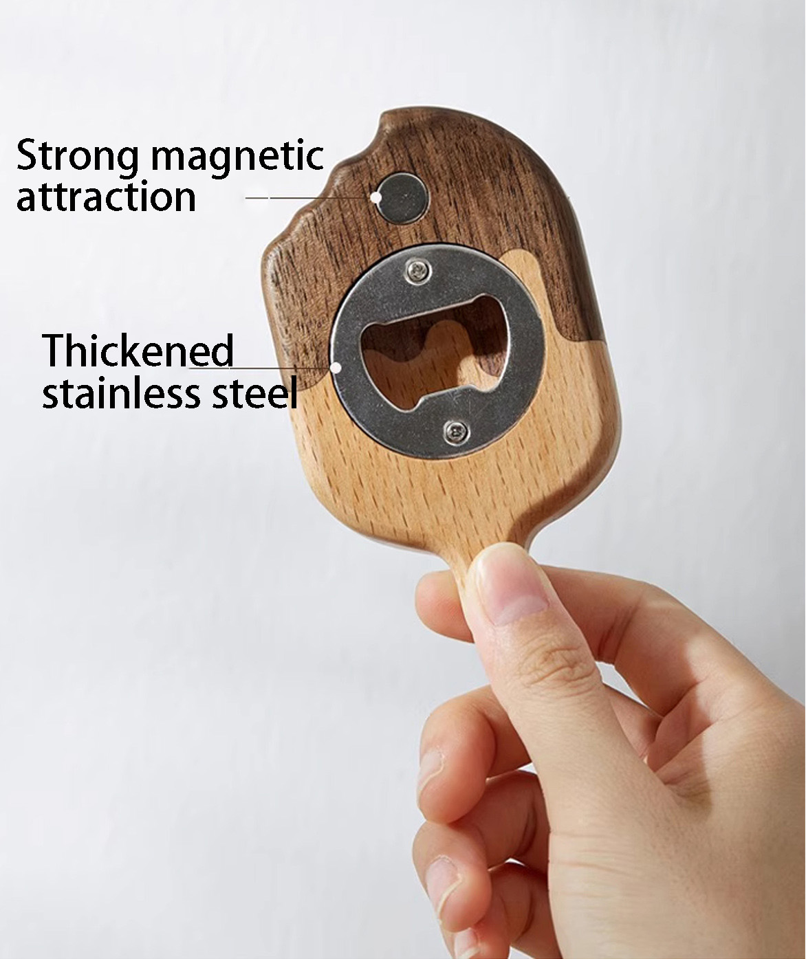 Wood Popsicle Shaped Magnetic Bottle Opener