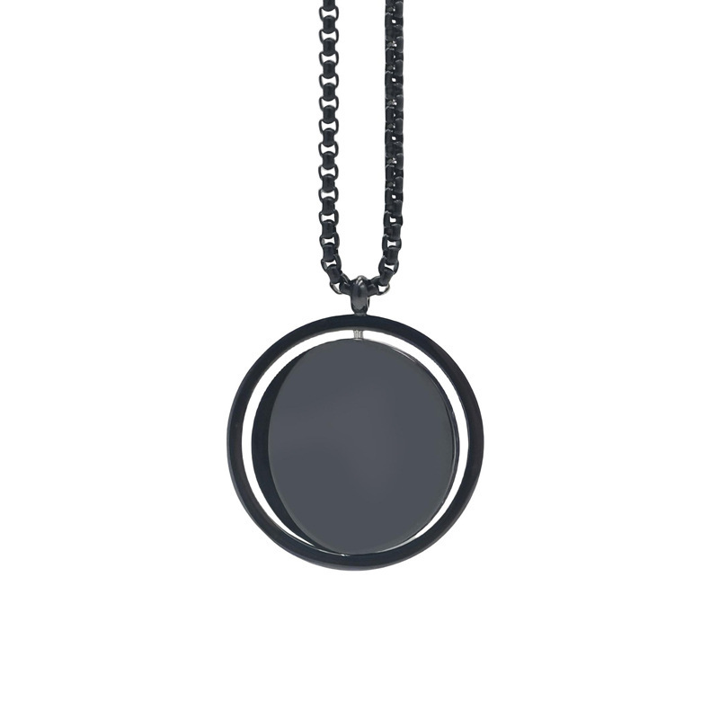 Titanium Steel Rotatable Disc Necklace