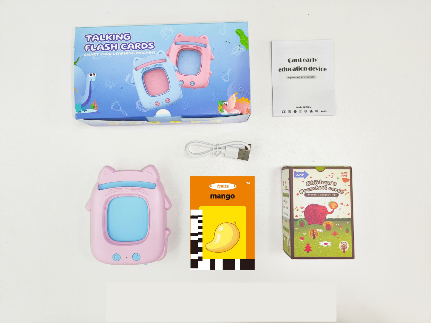 Cat-shaped Toddler Flash Card Machine-4.2"x3.5"x 0.7"