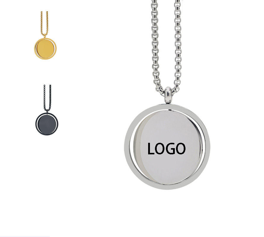 Titanium Steel Rotatable Disc Necklace