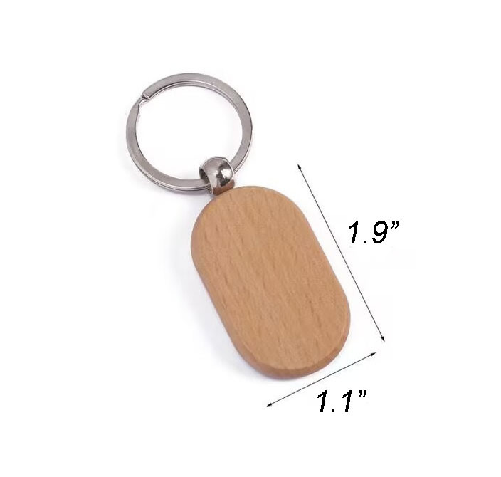 Beech Wood Laser Engraved DIY Keychain