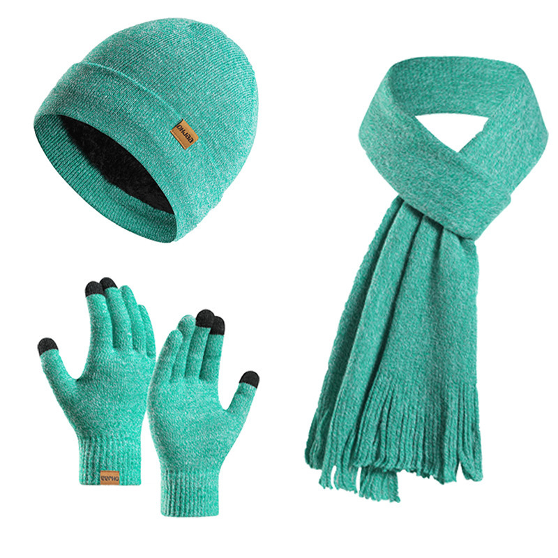 Fleece-Lined Beanie/Scarf/Gloves Set