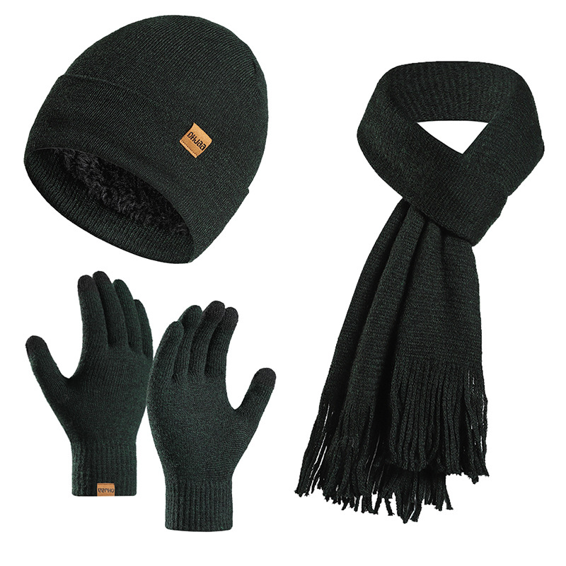 Fleece-Lined Beanie/Scarf/Gloves Set
