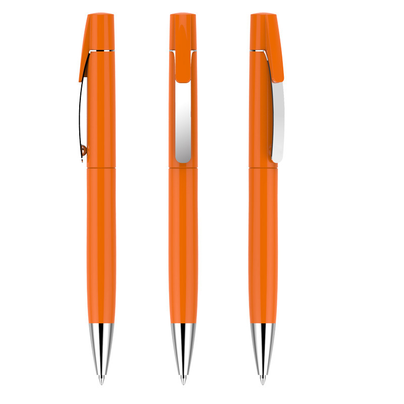 Retractable Plastic Ballpoint Pen with Metal Clip
