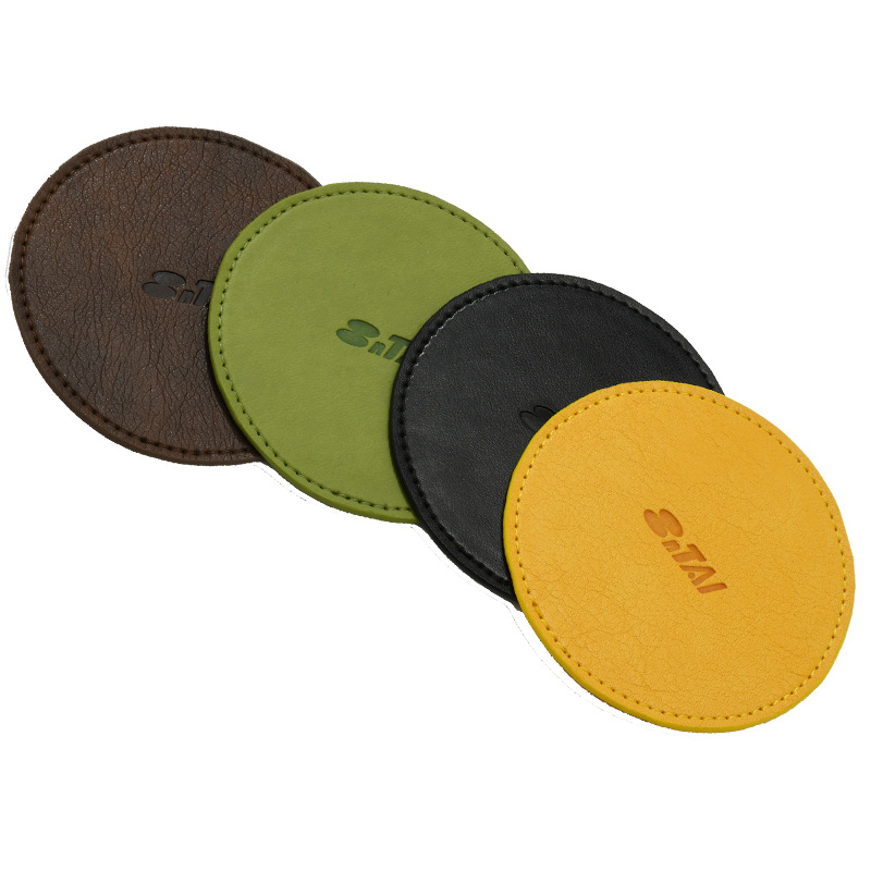Round PU Leather Cup Coaster