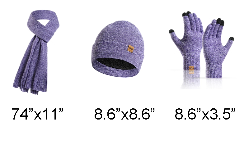 Fleece-Lined Beanie/Scarf/Gloves Set