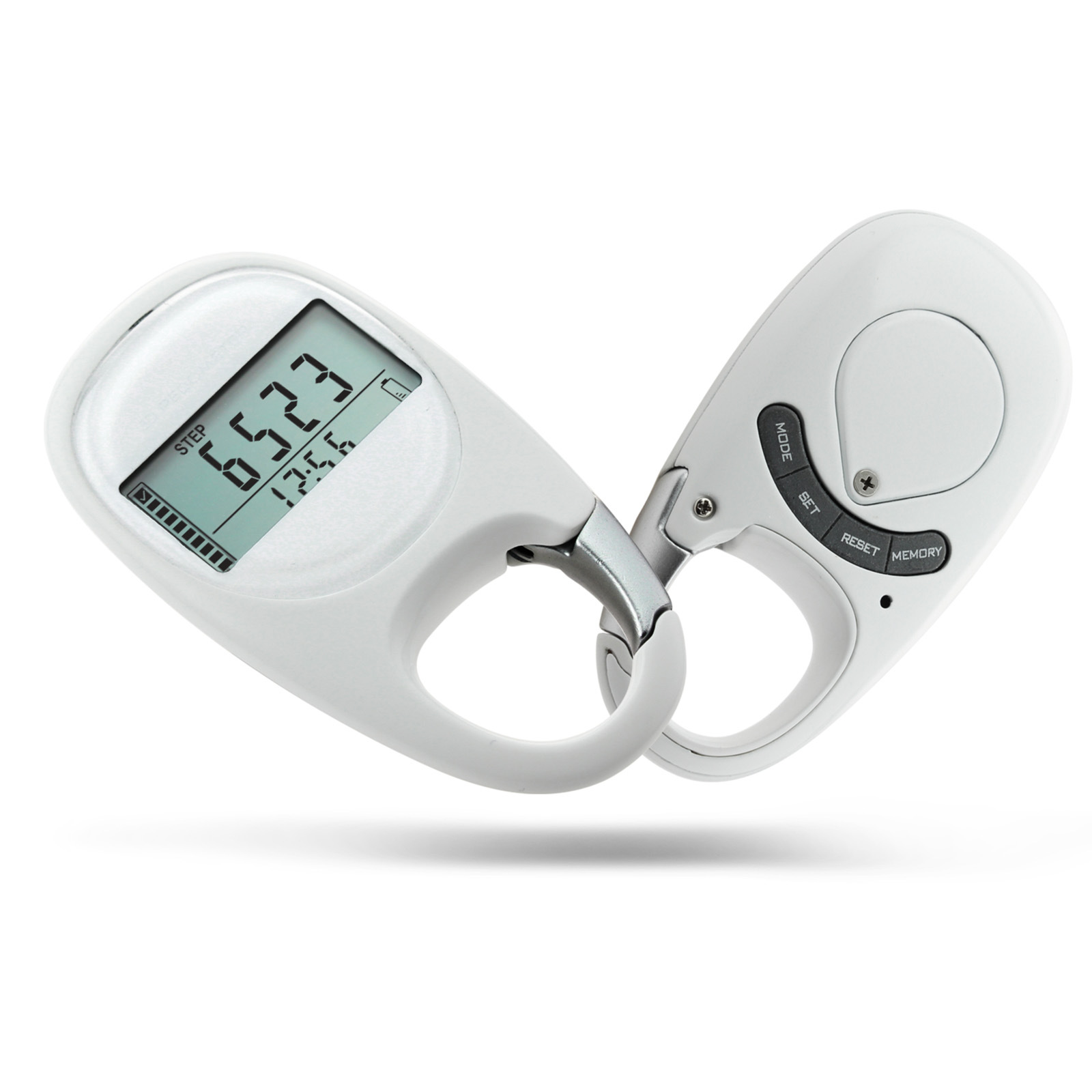 3D Motion Sensor Pedometer with Carabiner Keychain