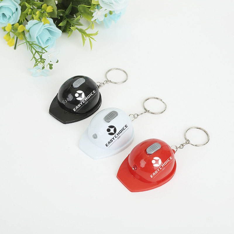 Safety Helmet Keychain with LED Light & Bottle Opener