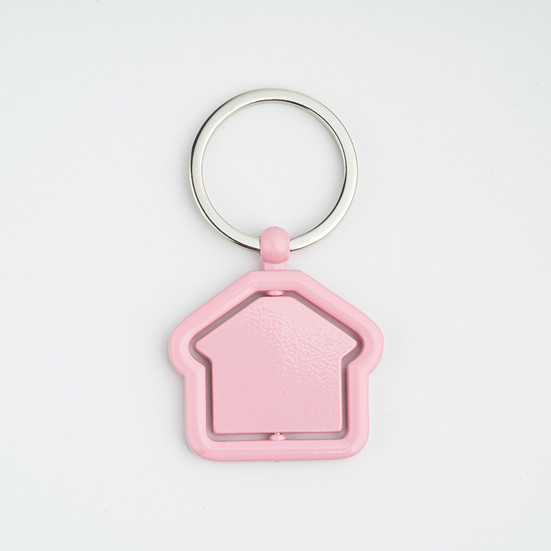 Zinc Alloy House Rotatable Metal Keychain